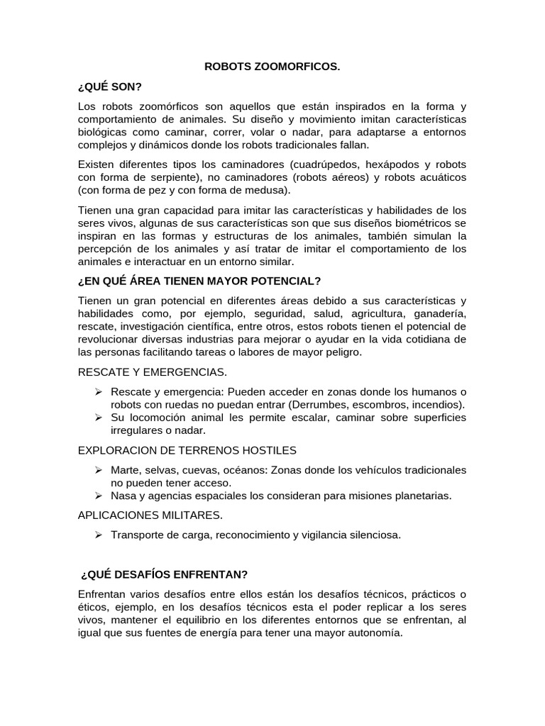 Robots Zoomorficos | PDF | Comportamiento