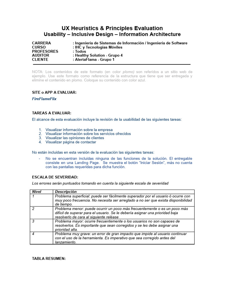 Upc Pre 202201 Si385 Ux Audit Report Template v1 | PDF | Aplicación ...