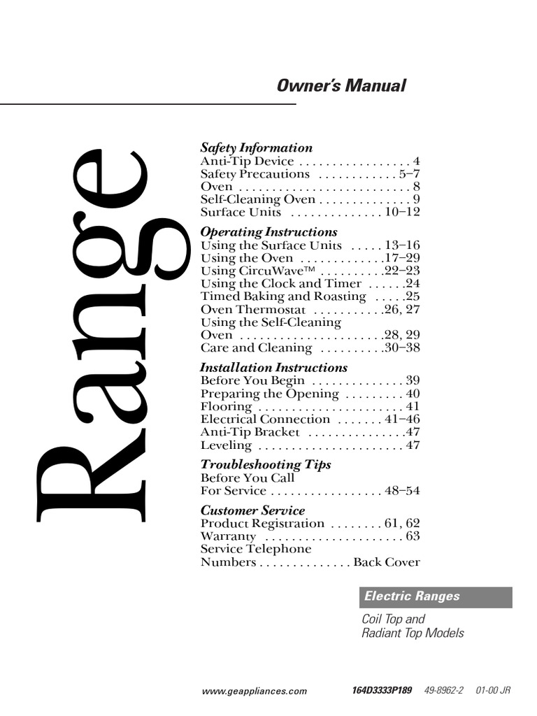 GE Range Users Manual | PDF | Cookware And Bakeware | Cast Iron Cookware