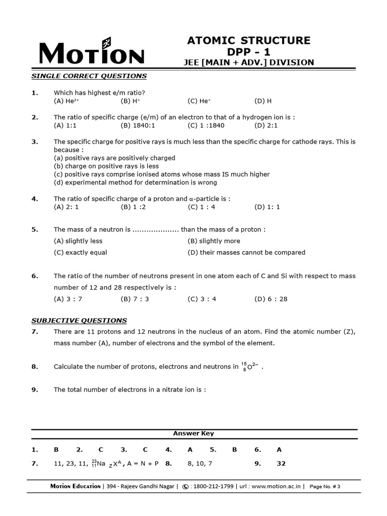 Atomic Structure Jee | PDF | Atomic Nucleus | Atoms