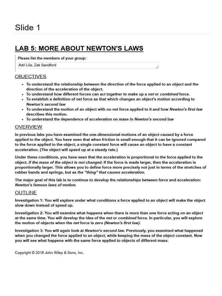 Lab05 Duq | PDF | Force | Acceleration