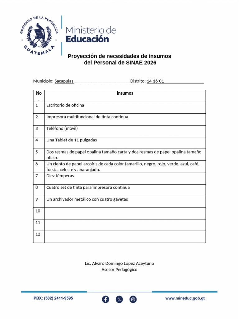 Ante Proyecto de Insumos | PDF