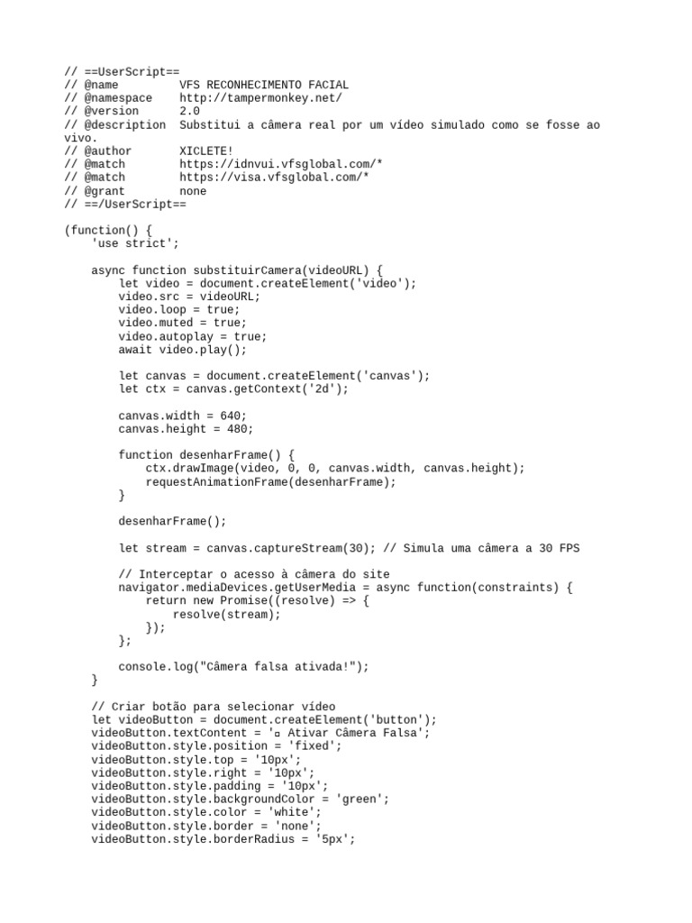 Script de Reconhecimento Facial VFS | PDF | Informática