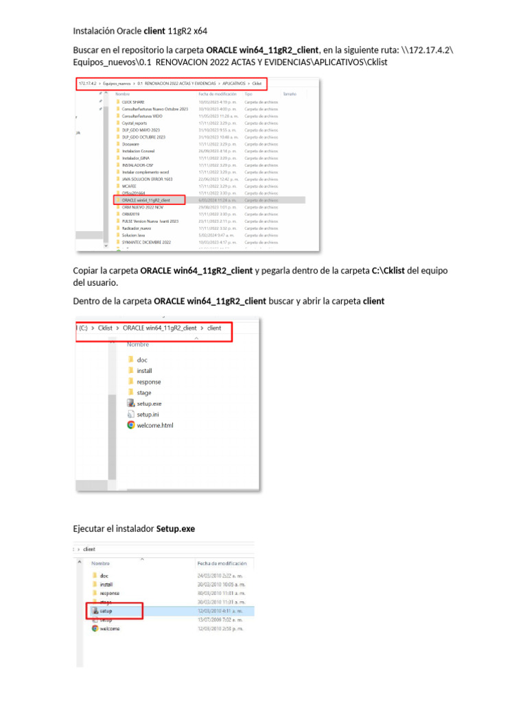 Instalación de Oracle Client 11gR2 x64 | PDF