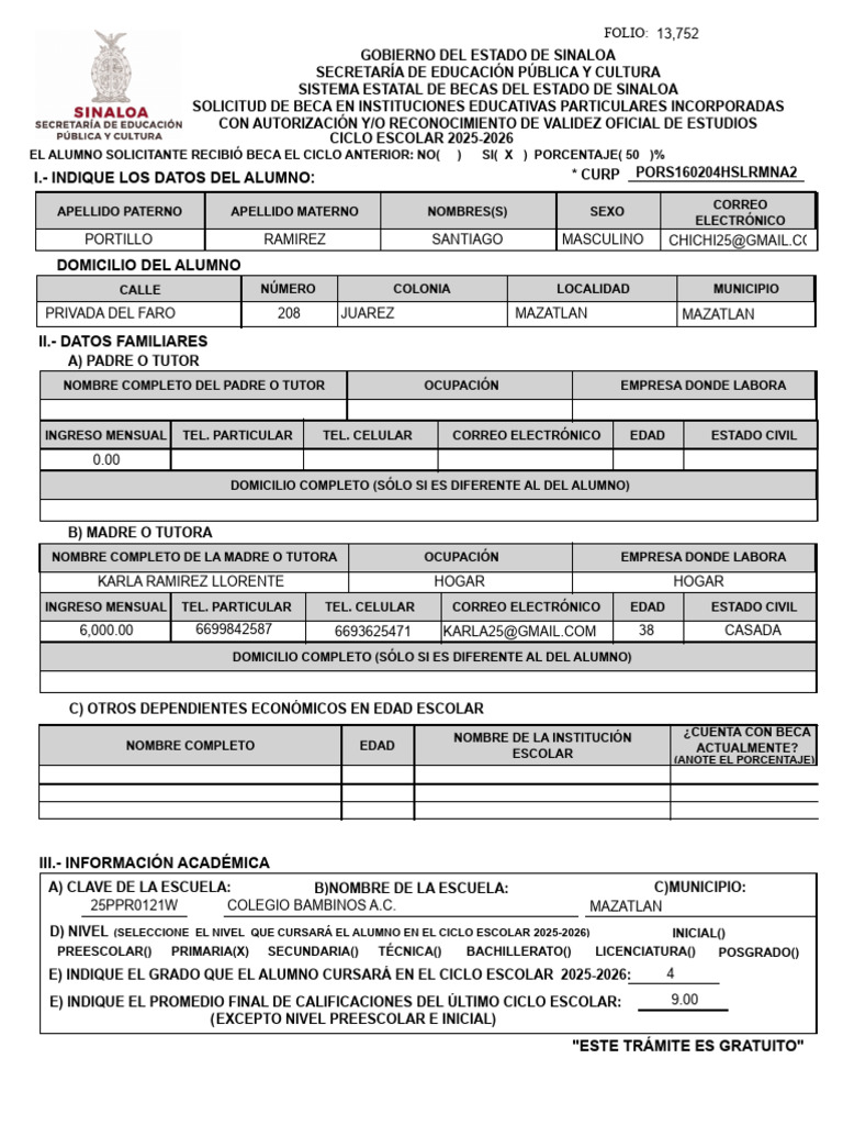 Solicitud de Beca 2025-2026 SEPyC | PDF | Educación de la primera ...