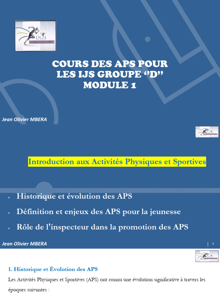 Rôle des IJS dans les APS pour la jeunesse | PDF | Des sports | Invalidité
