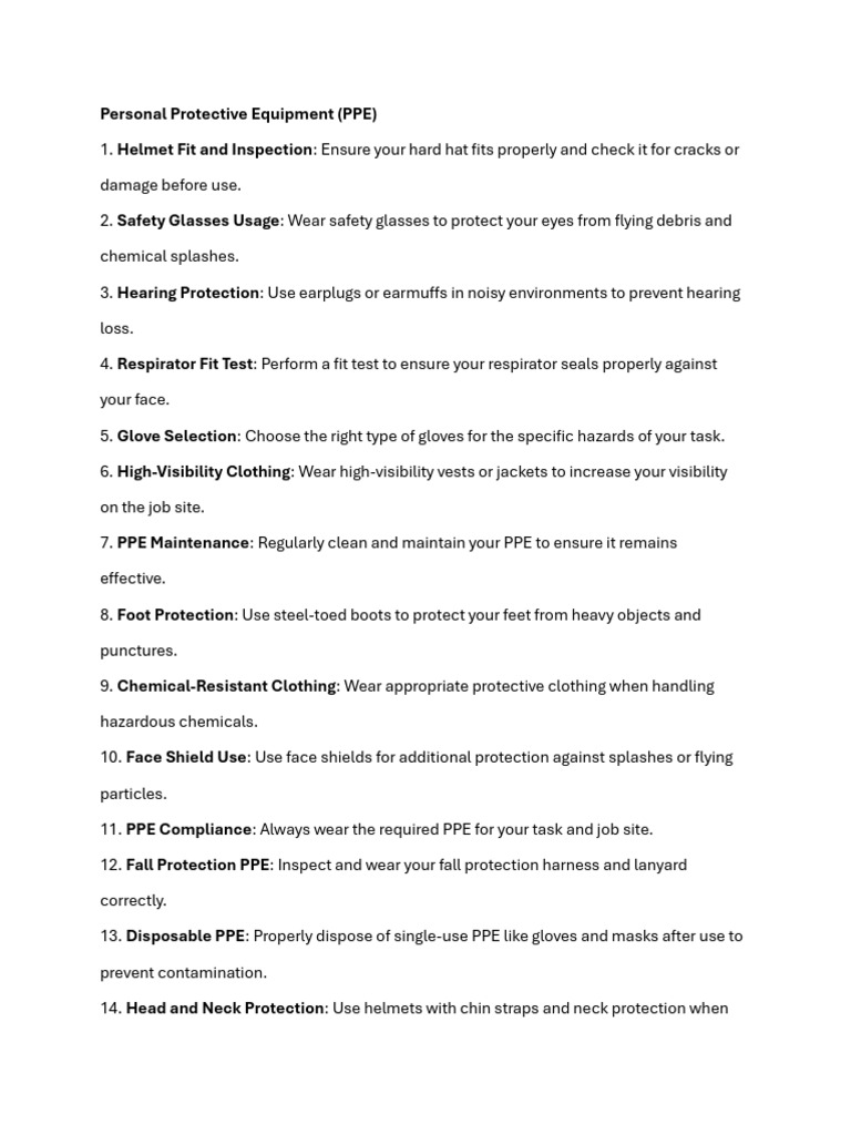 Essential PPE Guidelines for Safety | PDF