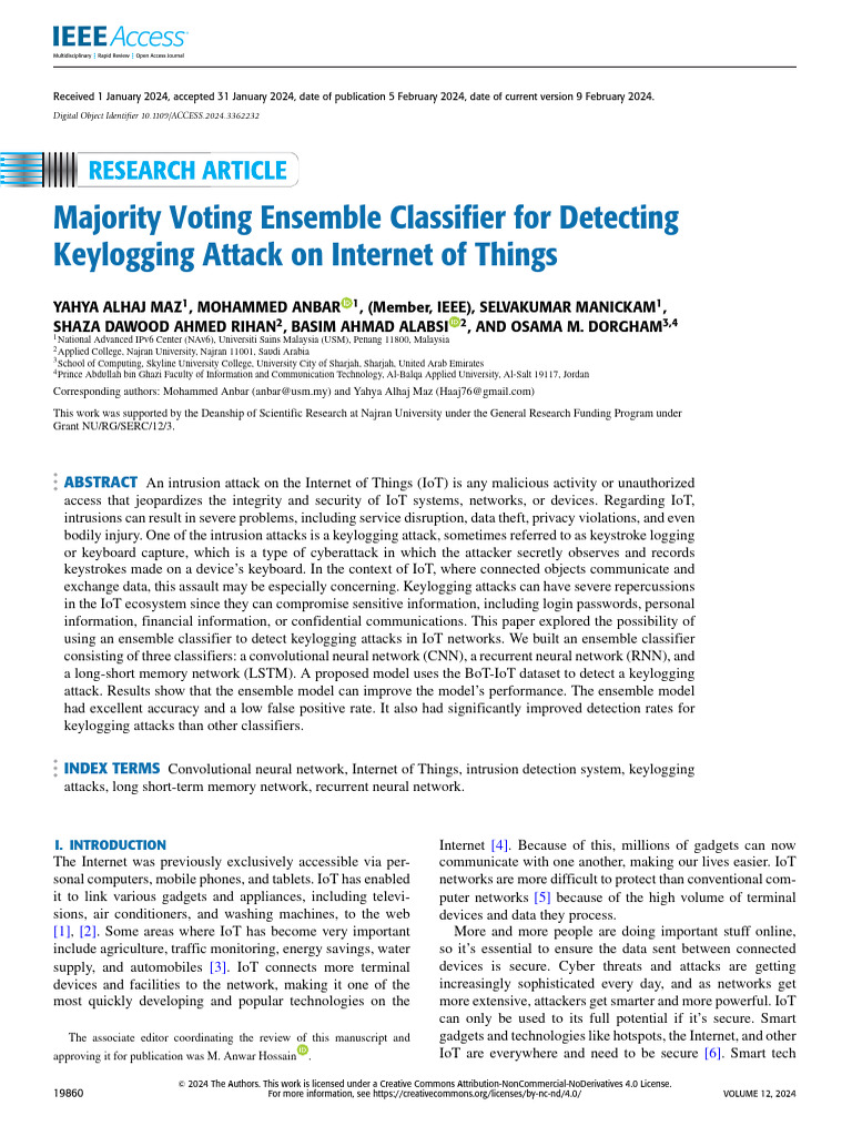 Keylogging Attack Detection in IoT | PDF | Deep Learning | Internet Of ...