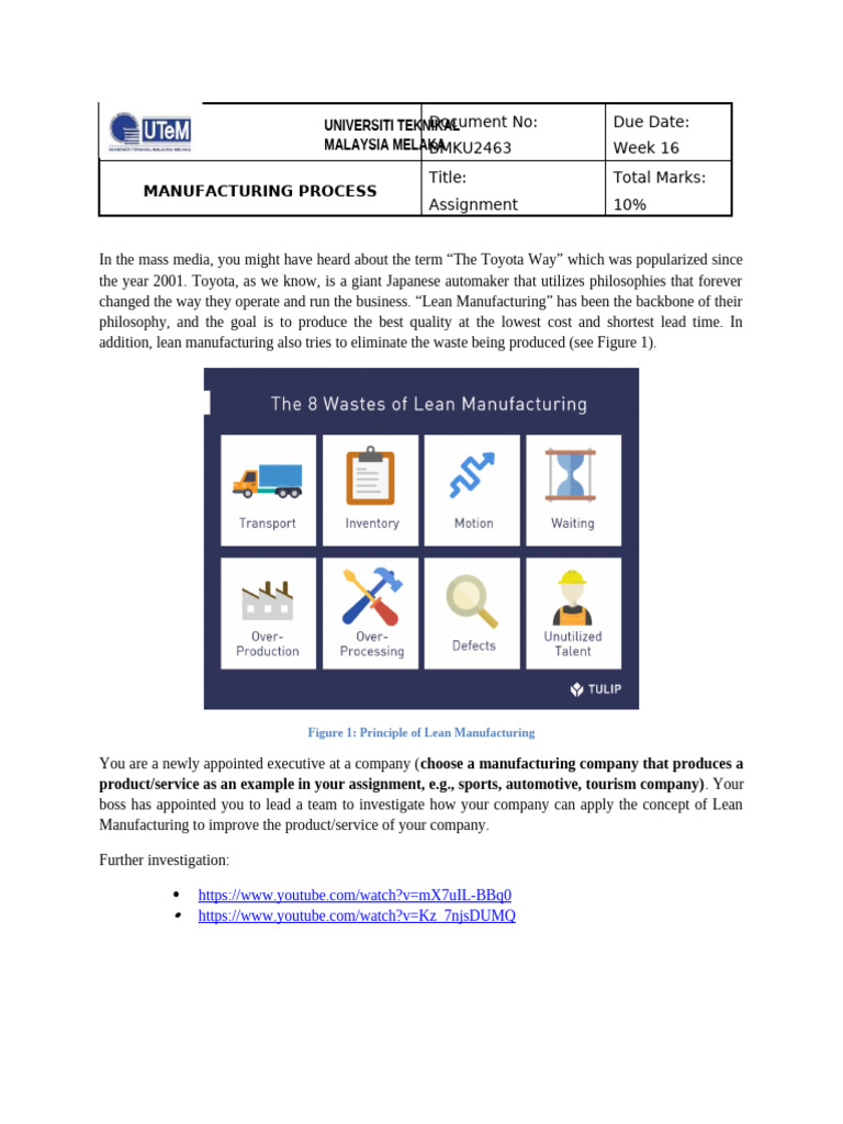 Lean Manufacturing in Action: Assignment Guide | PDF | Lean Manufacturing