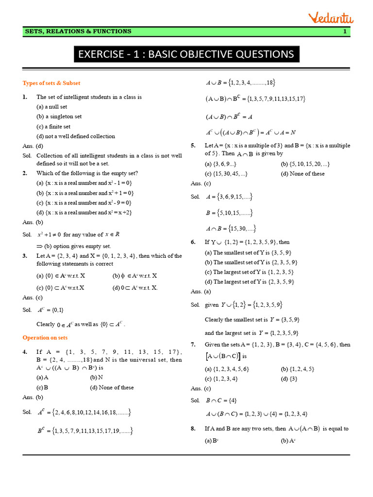 Sets, Relations, and Functions Exercises | PDF | Set (Mathematics ...