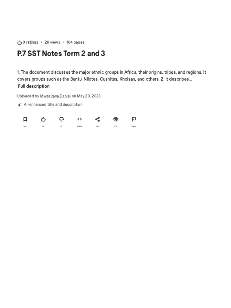 P.7 SST Notes Term 2 and 3 - PDF - Africa - Slavery | PDF | Scribd