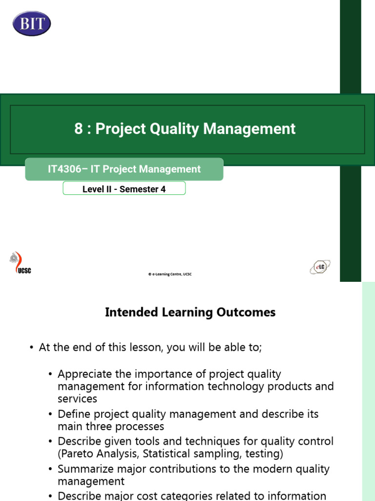 Topic 8 - Project Quality Management | PDF | Quality (Business ...