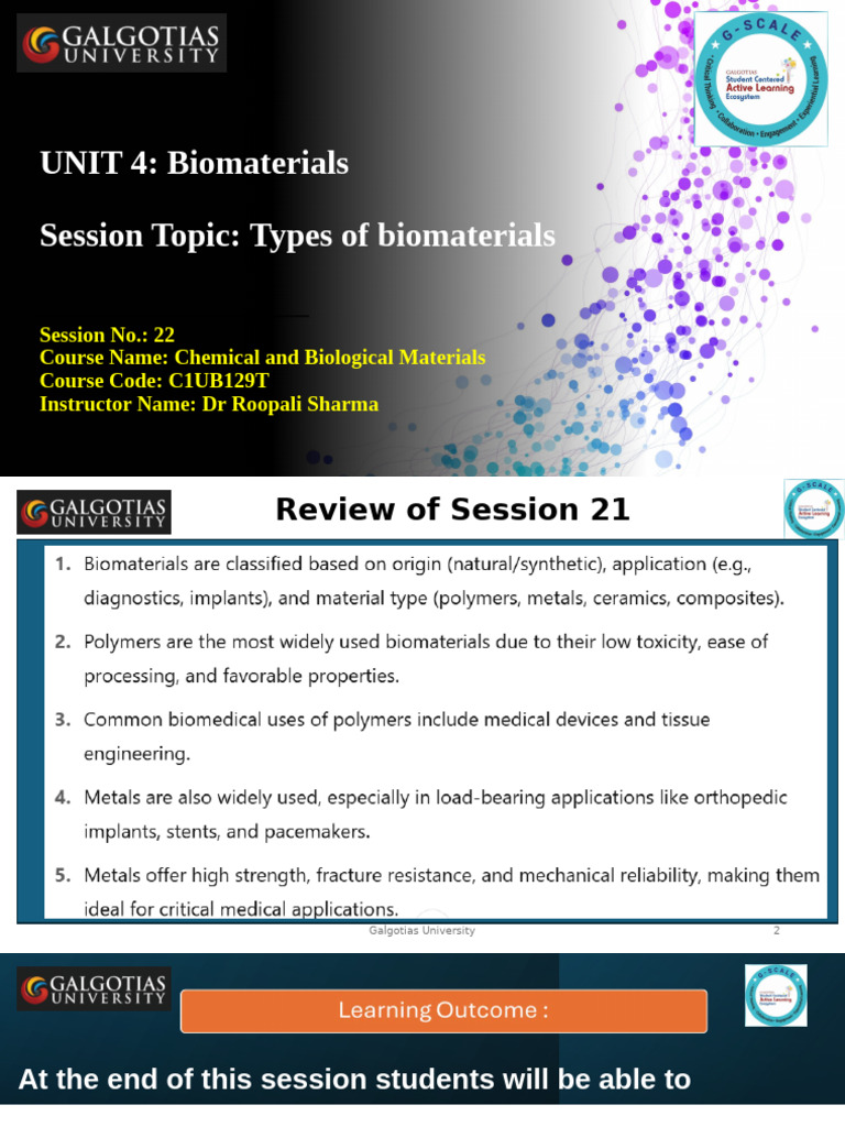 Session 22 Unit 4 Biomaterials | PDF | Biomaterial | Ceramics