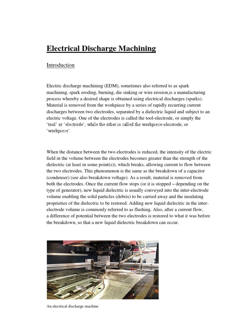 Electrical Discharge Machining Pdf Industrial Processes Applied