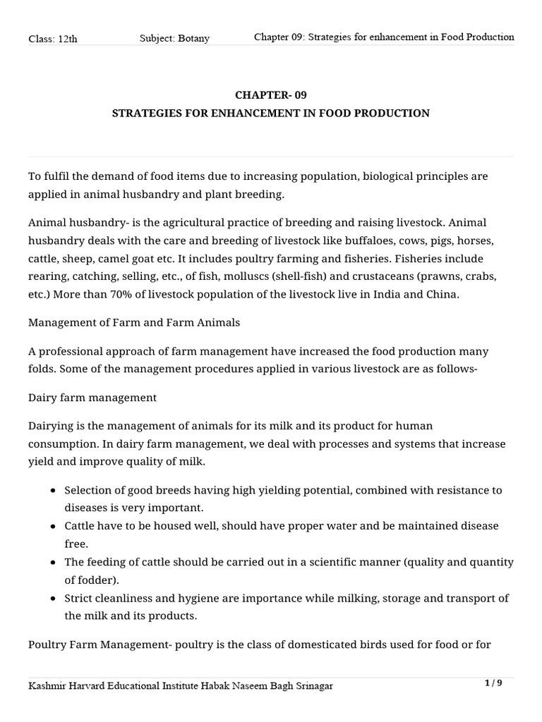 Food Production Enhancement Strategies | PDF | Plant Breeding | Livestock