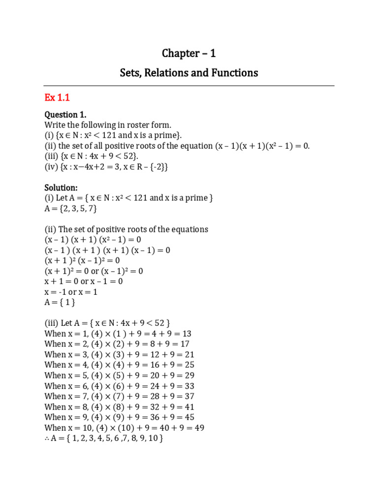 Sets, Relations, and Functions Overview | PDF | Quadratic Equation ...