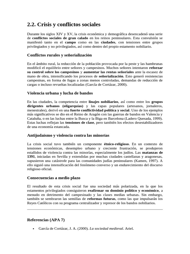 Crisis y Conflictos Sociales en la Edad Media | PDF | Edades medias