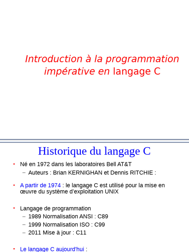 Introduction à la programmation en C | PDF | C (Langage de ...