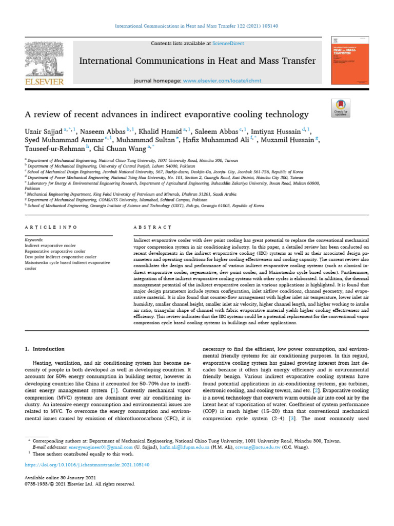 Advances in Indirect Evaporative Cooling | PDF | Air Conditioning ...