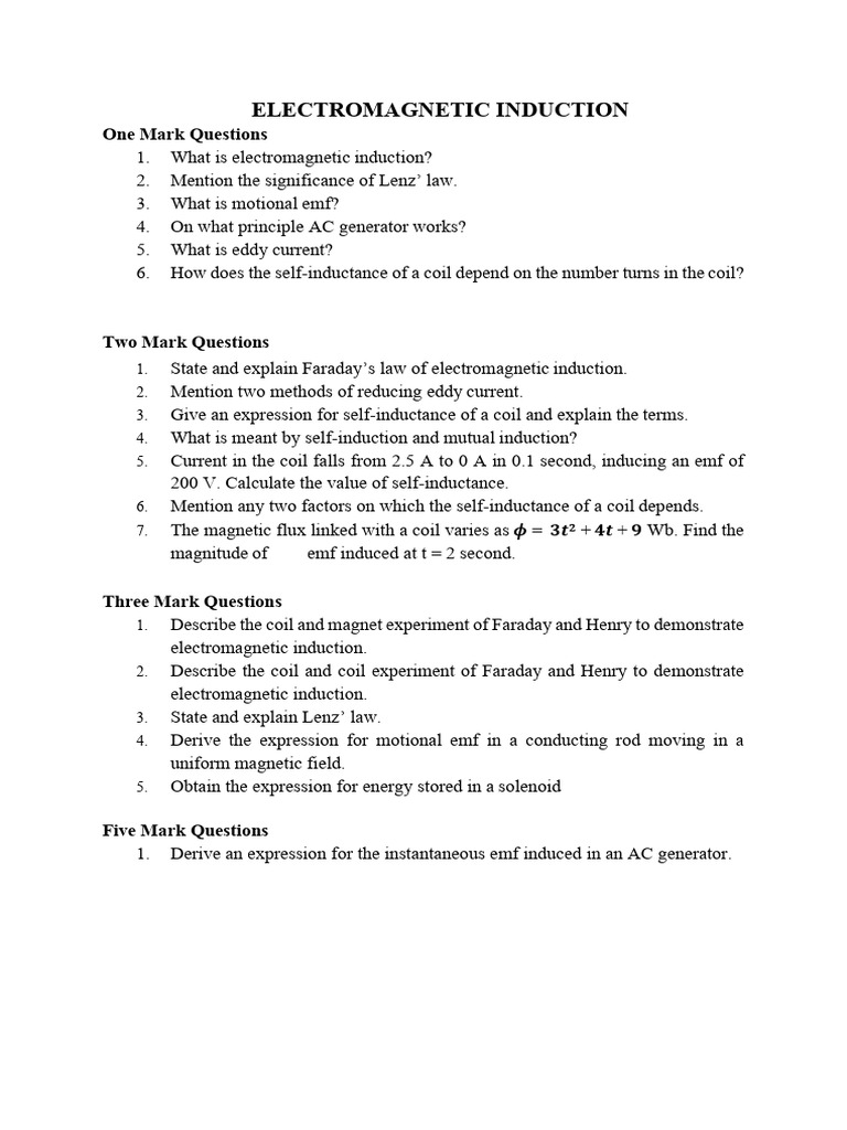 Electromagnetic Induction Q&A Guide | PDF