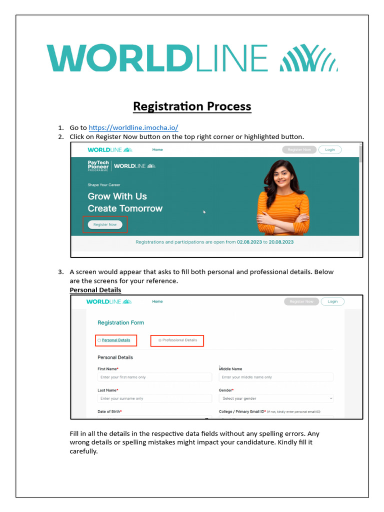 Worldline Login Registration Details | PDF