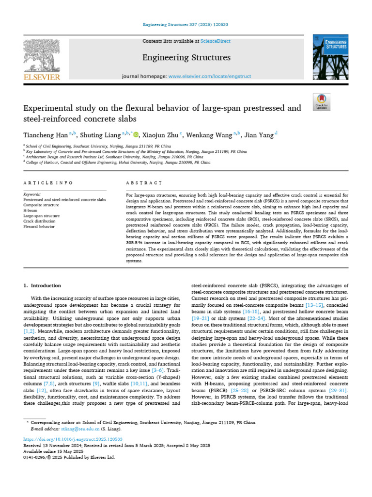 Experimental Study On The Flexural Behavior of Large Span 2025 ...
