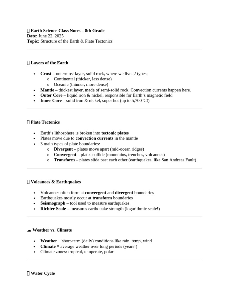 Earth Science Notes: Structure & Tectonics | PDF