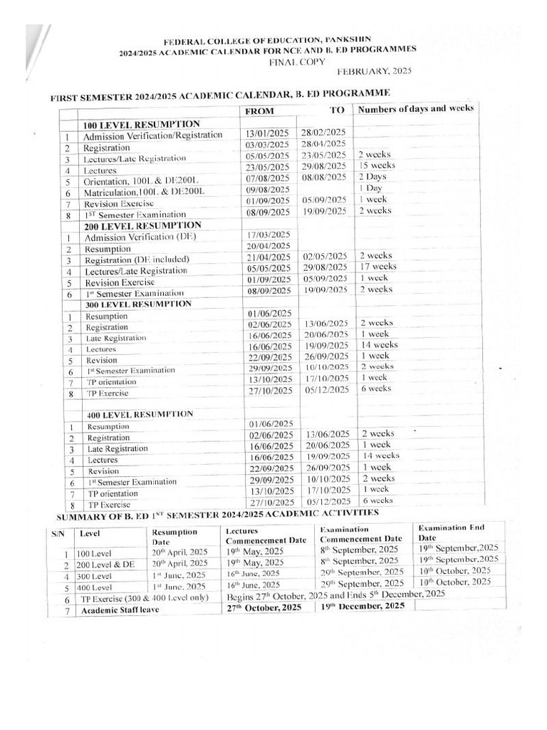 Academic Calendar 2024 2025 | PDF