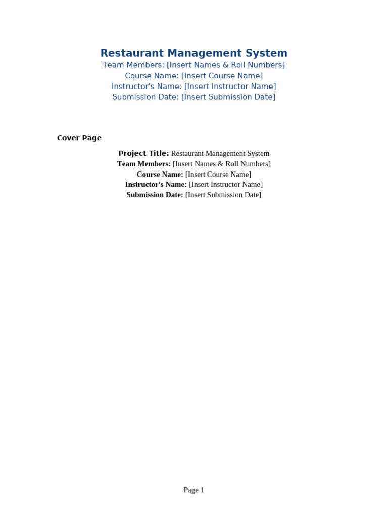 Restaurant Management System Overview | PDF | Databases | Python ...