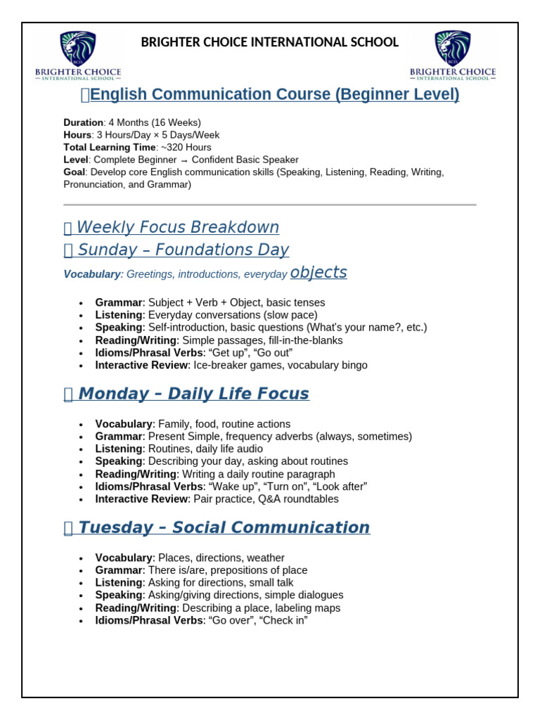 Beginner English Communication Course | PDF | English Language | Verb