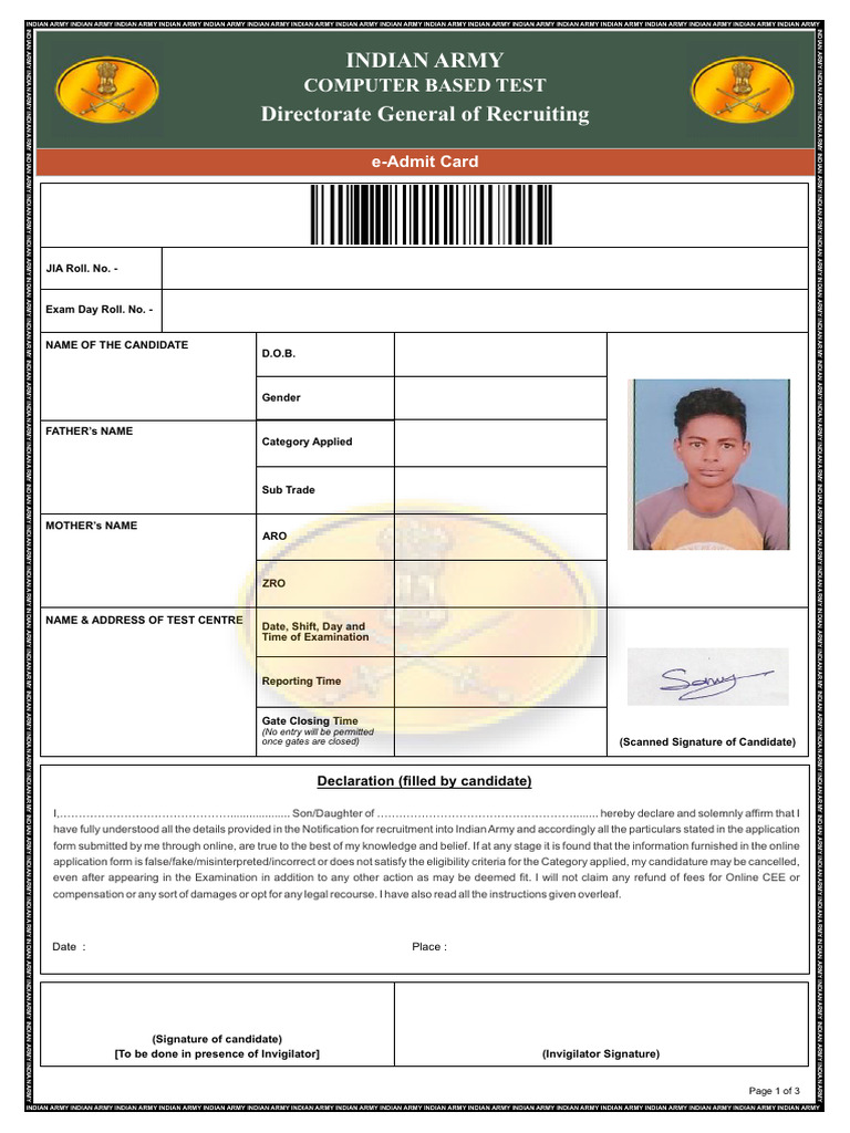 Admit Card | PDF | Identity Document
