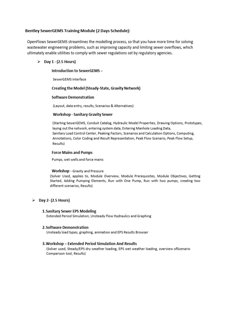 SewerGEMS Training Module Overview | PDF