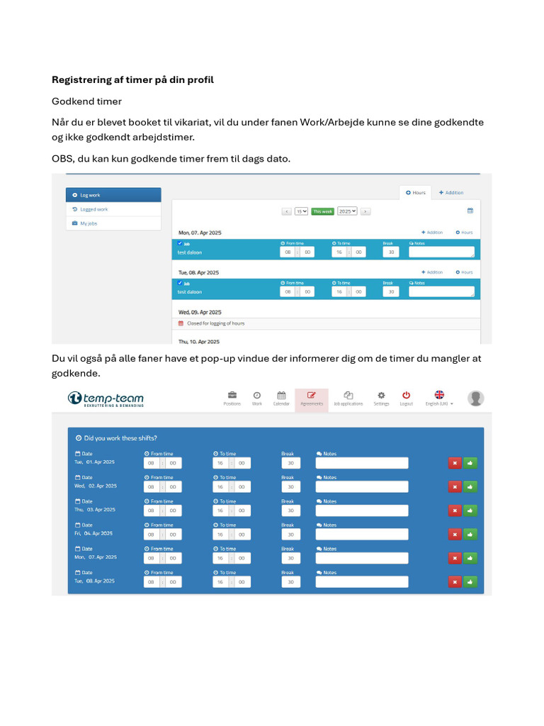 Registrering Af Timer På Din Profil | PDF