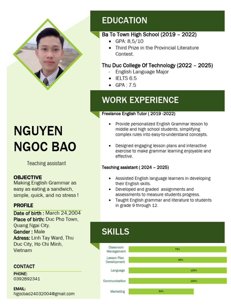 English Tutor Profile and Experience | PDF