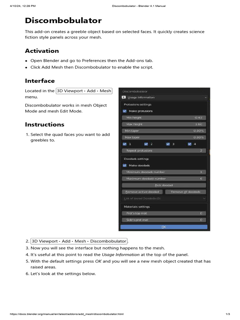 Discombobulator Add-on for Blender 4.1 | PDF | Blender (Software ...