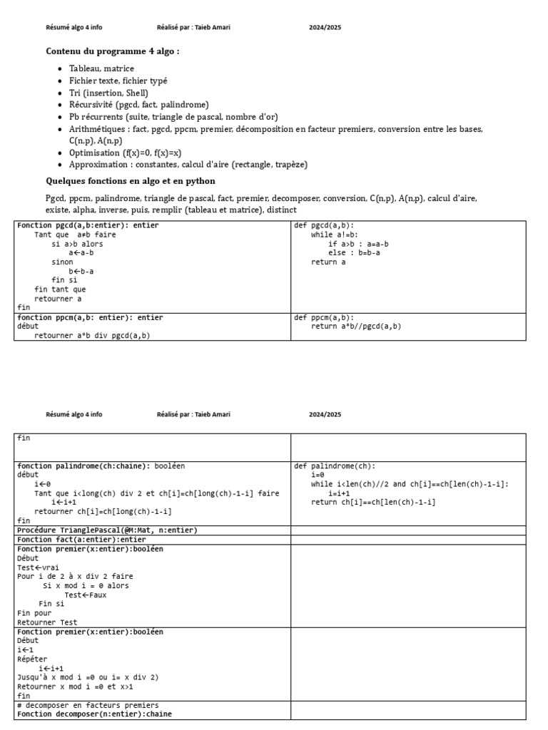 Algorithmes de PPCM et Optimisation | PDF | Mathématiques discrètes ...