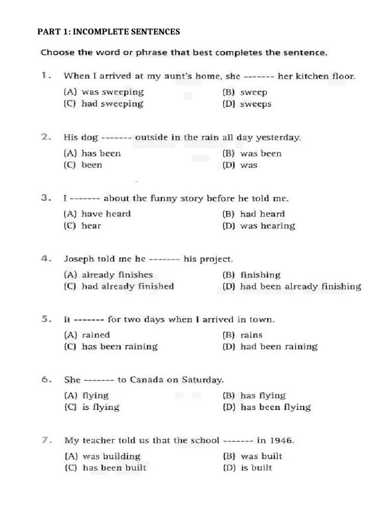 Incomplete Sentences and Texts Guide | PDF