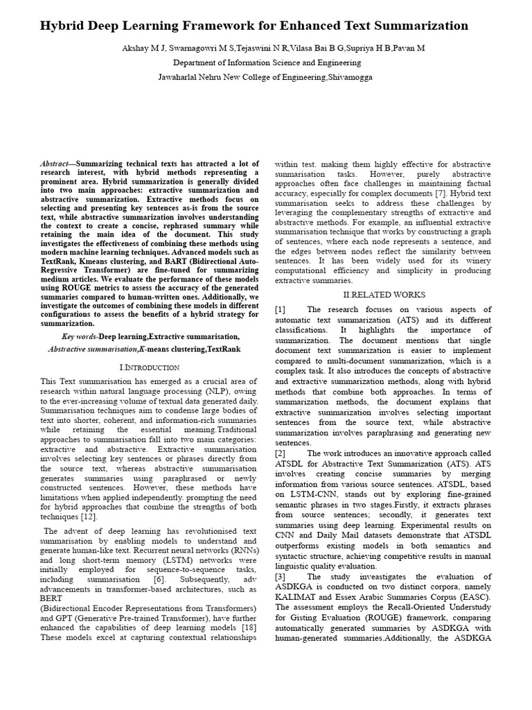 Hybrid Deep Learning for Text Summarization | PDF | Deep Learning ...