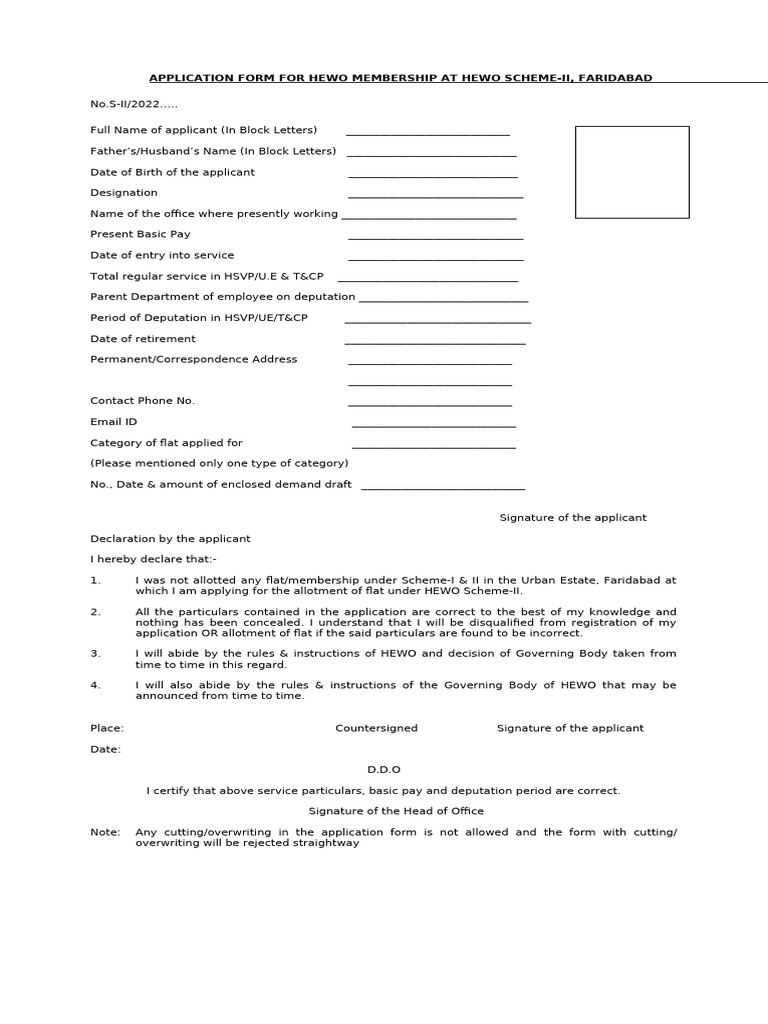 Application Form For Hewo Membership at Hewo Scheme | PDF