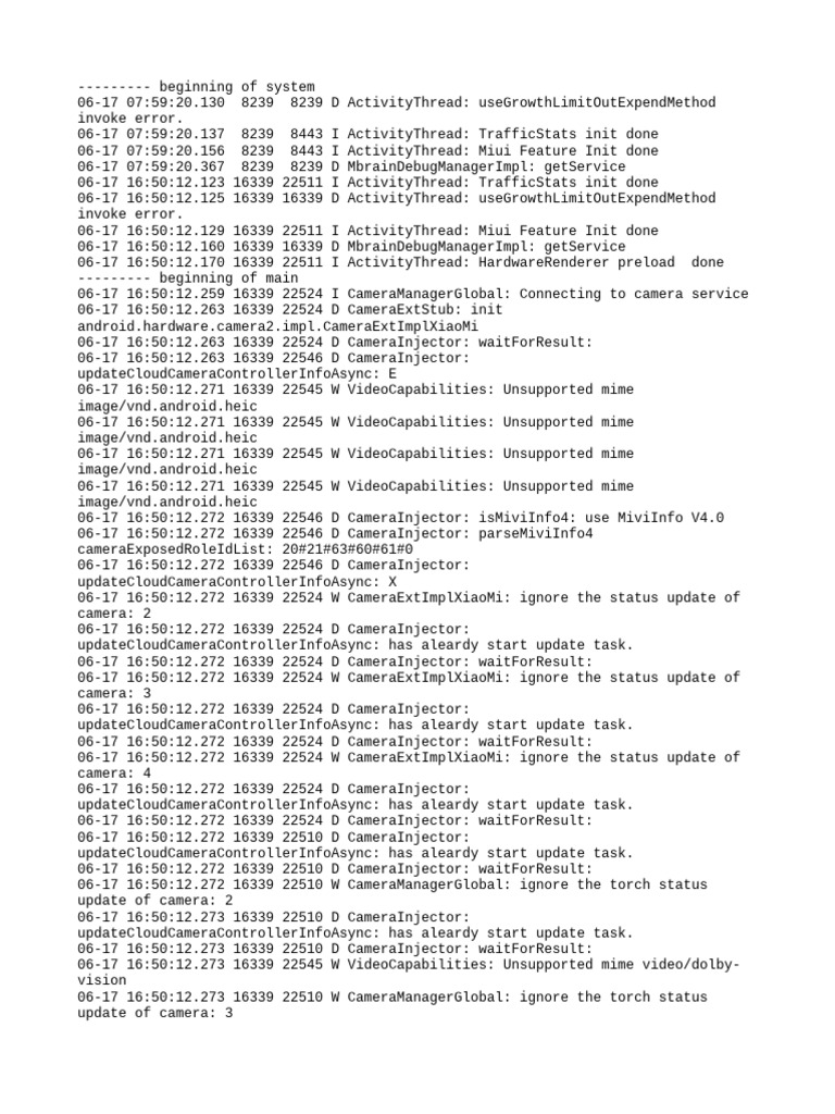 Camera Service Initialization Logs | PDF | Computing | Software