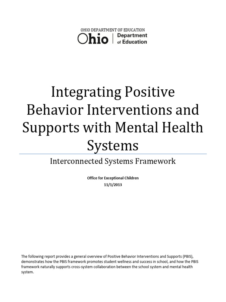 PBIS and Mental Health White Paper Final 12-31-13 | PDF | Mental Health ...