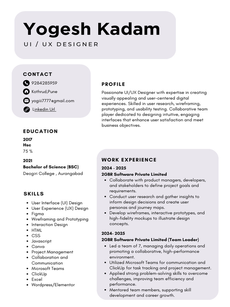UI UX Resume | PDF