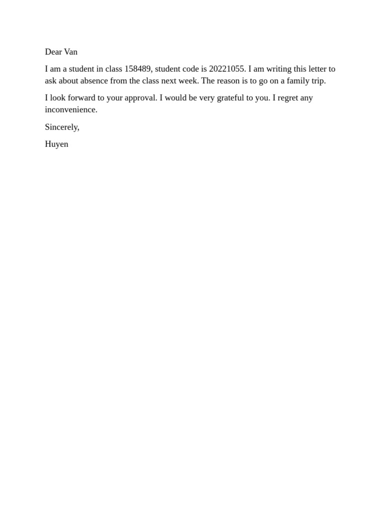 Request for Class Absence Approval | PDF