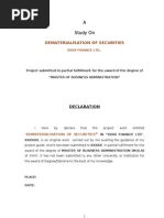 Download Dematerialisation of Securities Mba Project by Priyankana Bose SN87915333 doc pdf