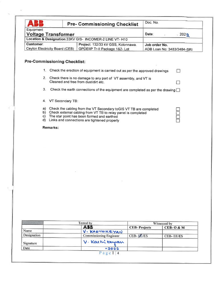33 KV Gis Incomer-02 VT - h10 | PDF