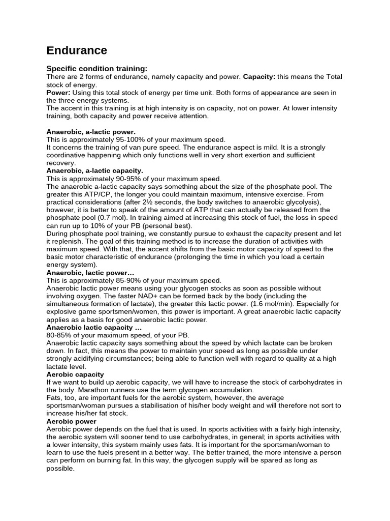 Endurance Training Techniques Explained | PDF | Aerobic Exercise ...