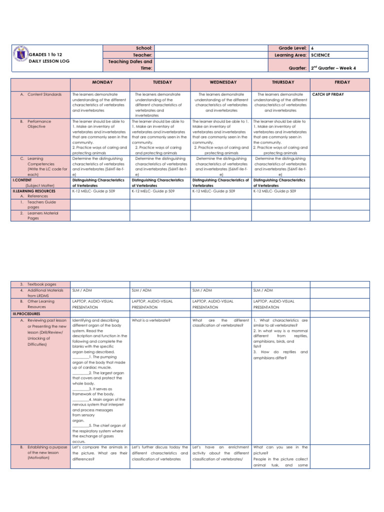Grade 6 Science: Vertebrates Overview | PDF | Amphibian | Skeleton