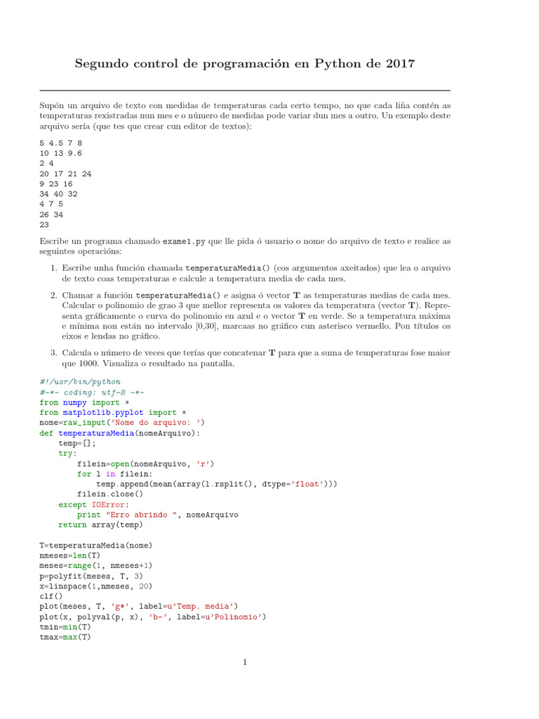 Control de programación en Python 2017 | PDF