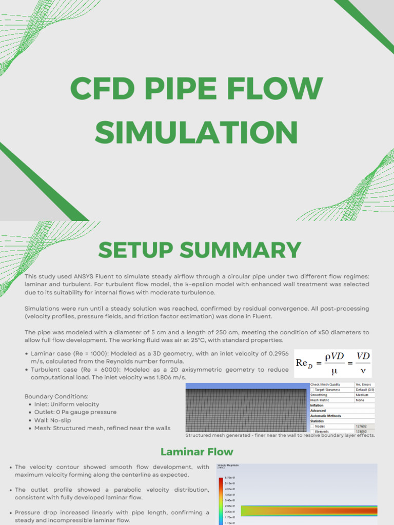 CFD Simulation of Pipe Flow Dynamics | PDF | Fluid Dynamics | Boundary ...