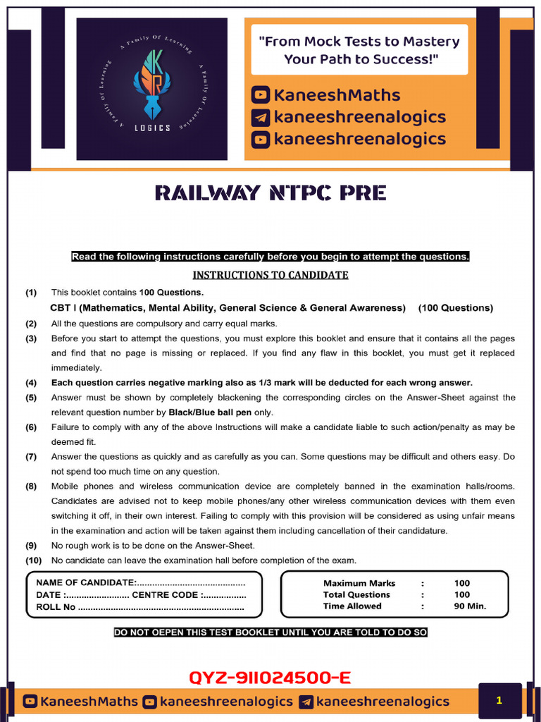 Kaneesh Maths Book for Railway NTPC | PDF
